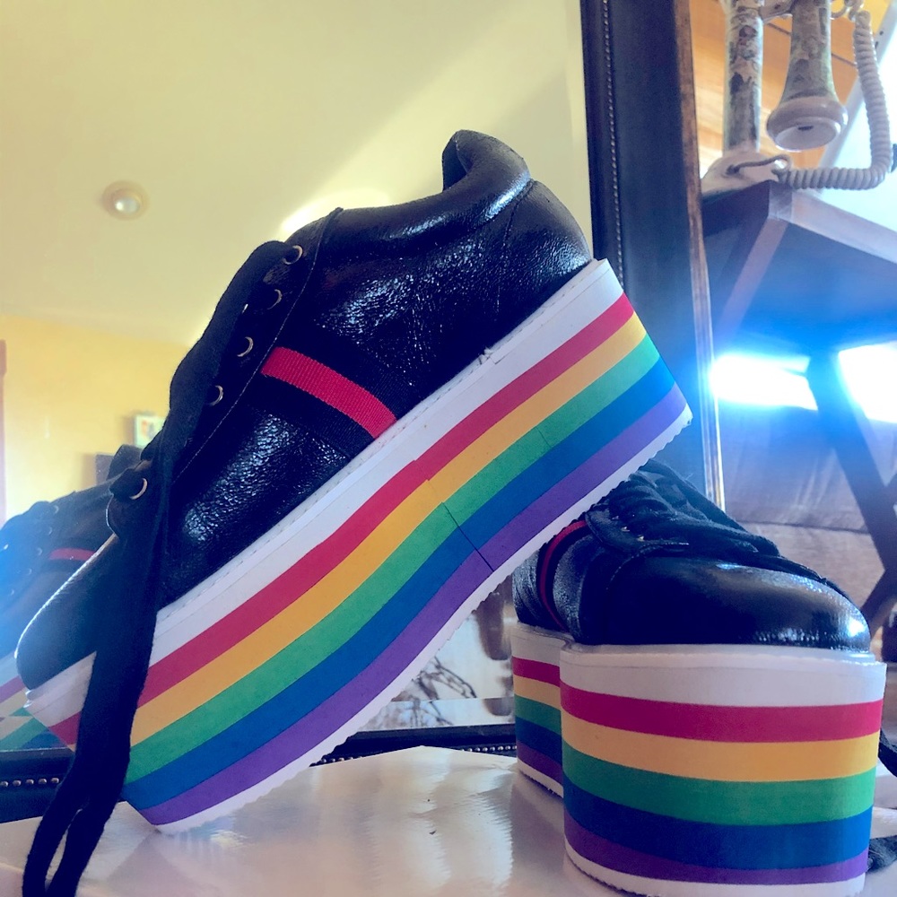 Rainbow Pride Platform Sneakers Performance Dance